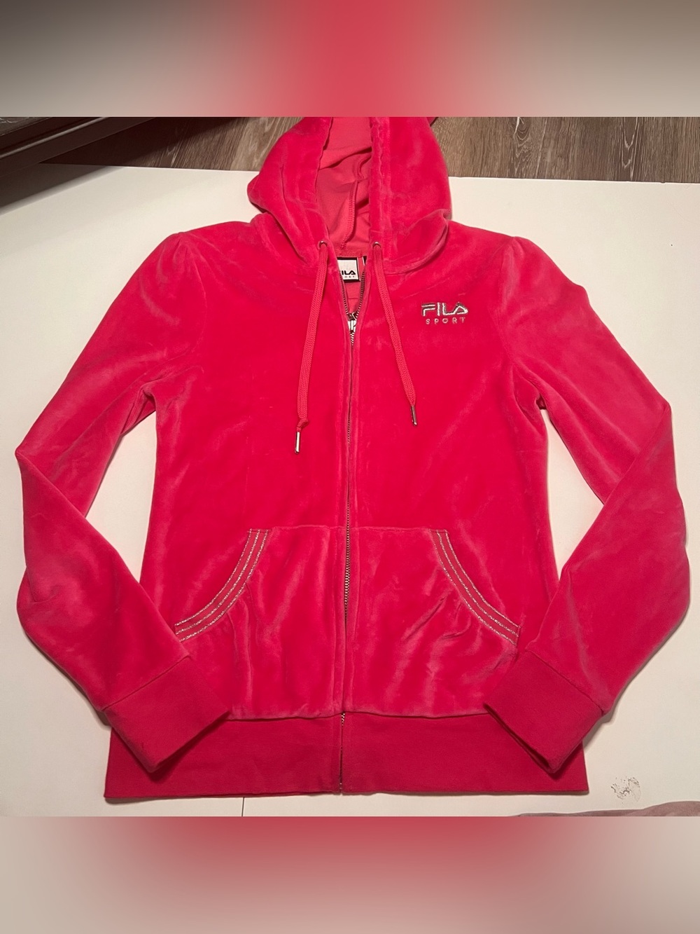 Fila Women's Hot Pink Velour Zip Hoodie
